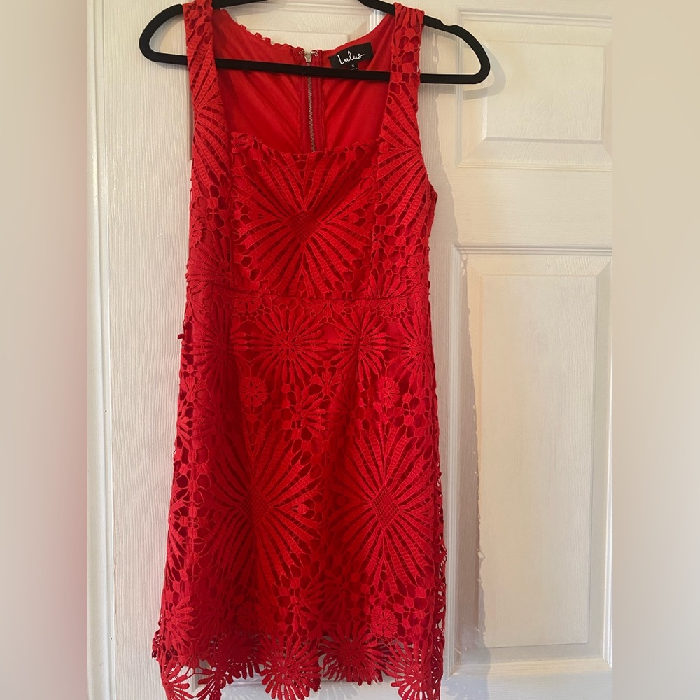 Lulus small red lace dress